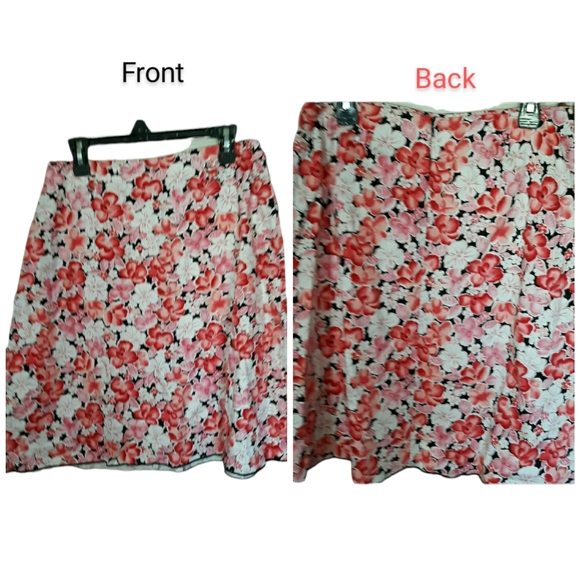 Womens Size Large P Notations Pink Black & White Floral Skirt - Picture 2 of 3
